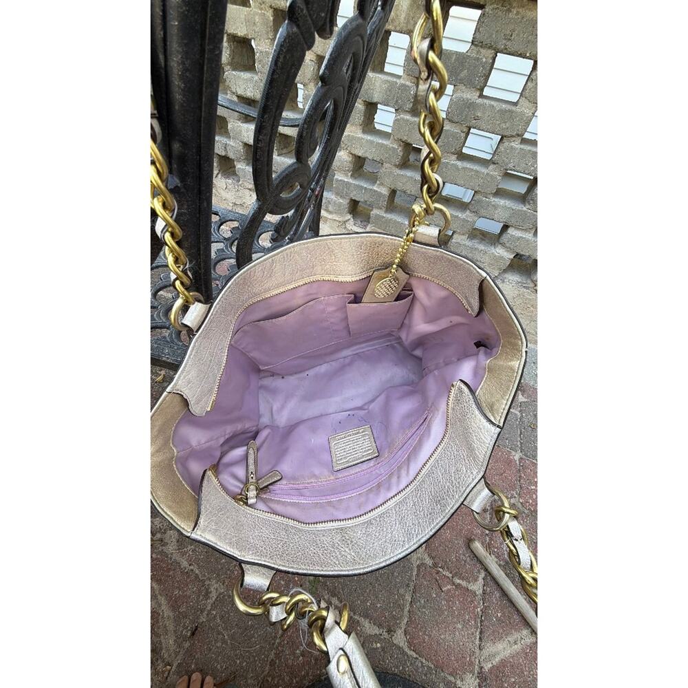 Coach Audrey Metallic Leather Tote Bag - Picture 8 of 9